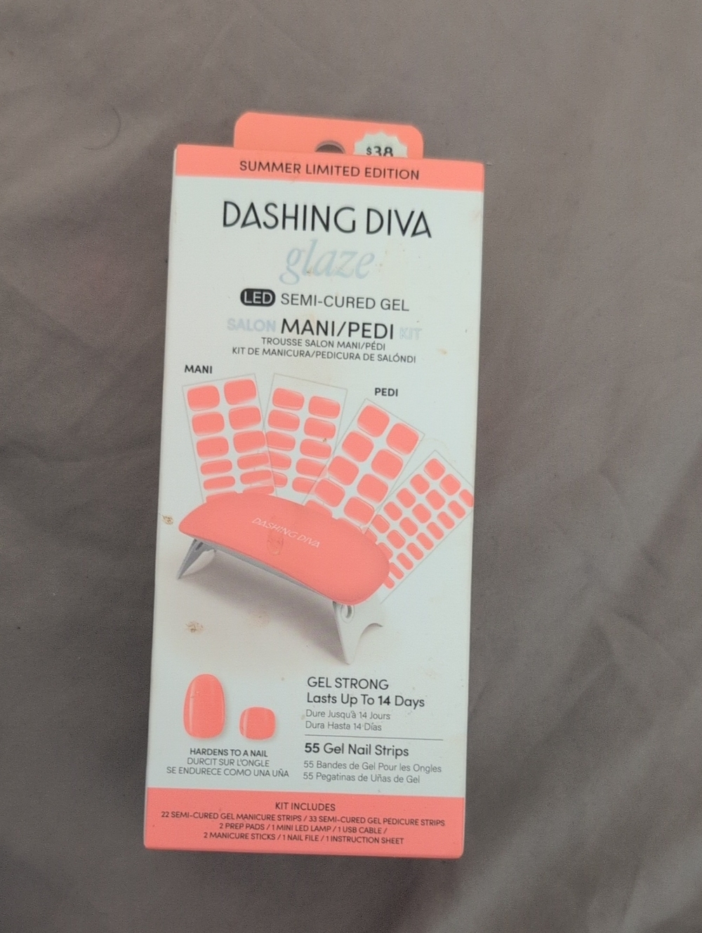 Glaze LED Semi-Cured Gel Mani/Pedi Kit - Coral Pink